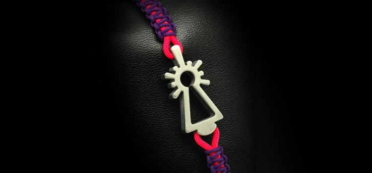 PULSERA VIRGEN NYLON MORADA/ROSA
