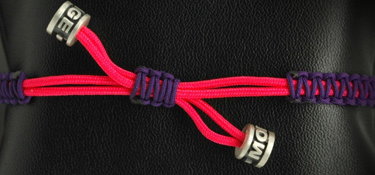 PULSERA VIRGEN NYLON MORADA/ROSA