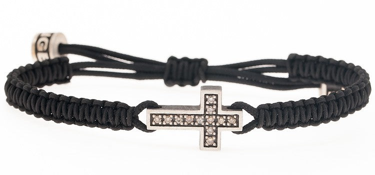 PULSERA CRUZ DIAMANTES MARRONES