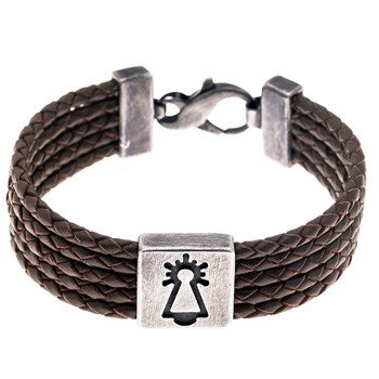 PULSERA VIRGEN CUERO MARRON