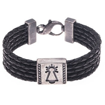 PULSERA VIRGEN CUEROS DIAMANTES NEGROS
