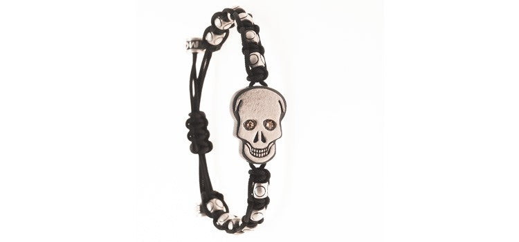PULSERA SKULL BRILLANTES MARRONES