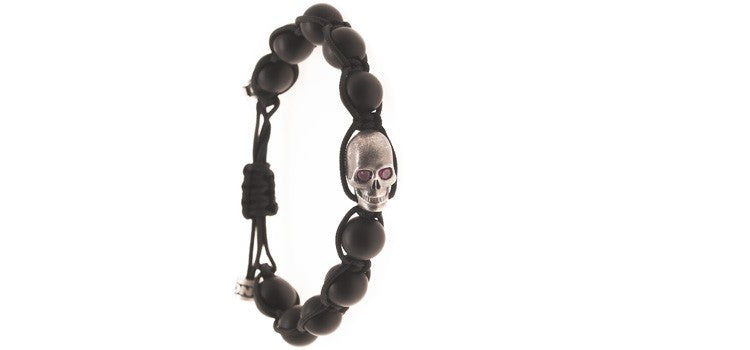 PULSERA SKULL RUBI BALLS