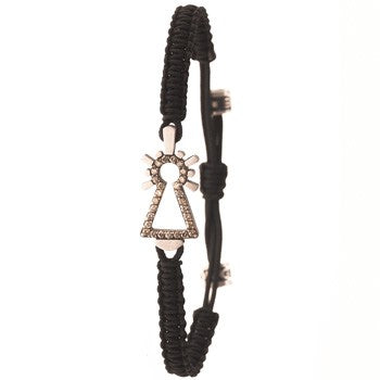 PULSERA VIRGEN NYLON BRILLANTES COÑAC NEGRA