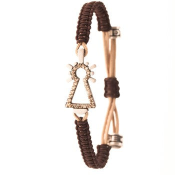 PULSERA DE LA VIRGEN NYLON CON BRILLANTES COÑAC