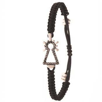 PULSERA VIRGEN NYLON CON BRILLANTES NEGROS