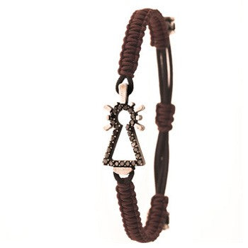 PULSERA VIRGEN NYLON CON BRILLANTES NEGRO
