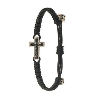 PULSERA CRUZ DIAMANTES NEGROS