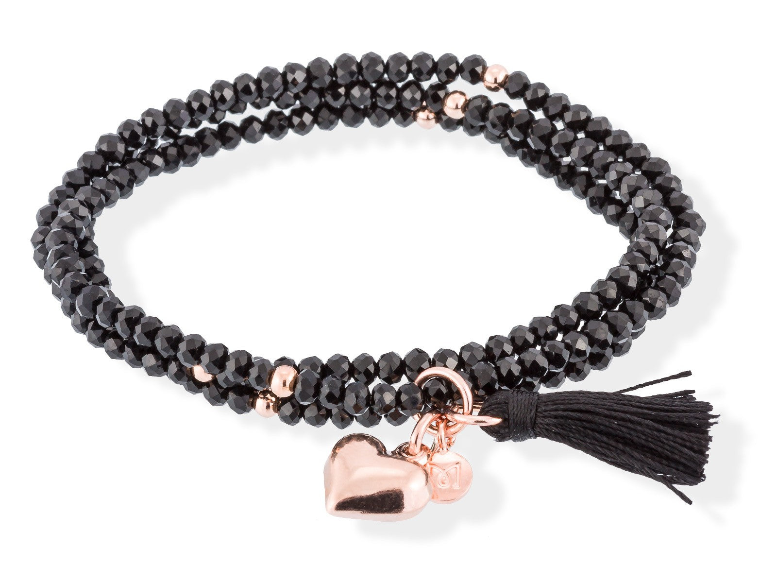 PULSERA ZEN NEGRA CORAZON ROSA