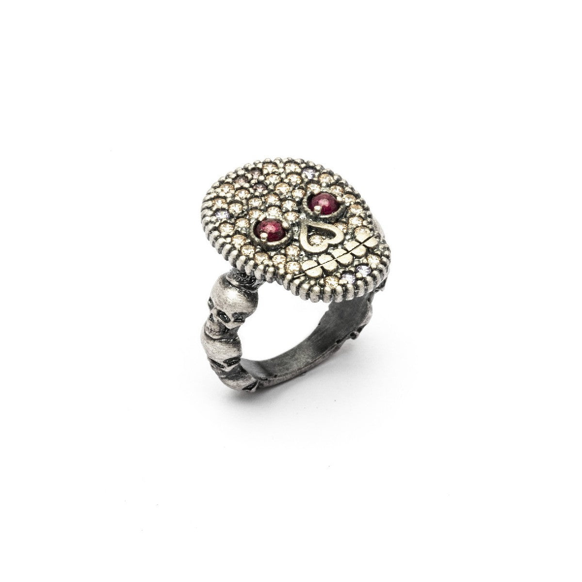 ANILLO RAIVE PLATA CALAVERA CIRCONITA CAVA