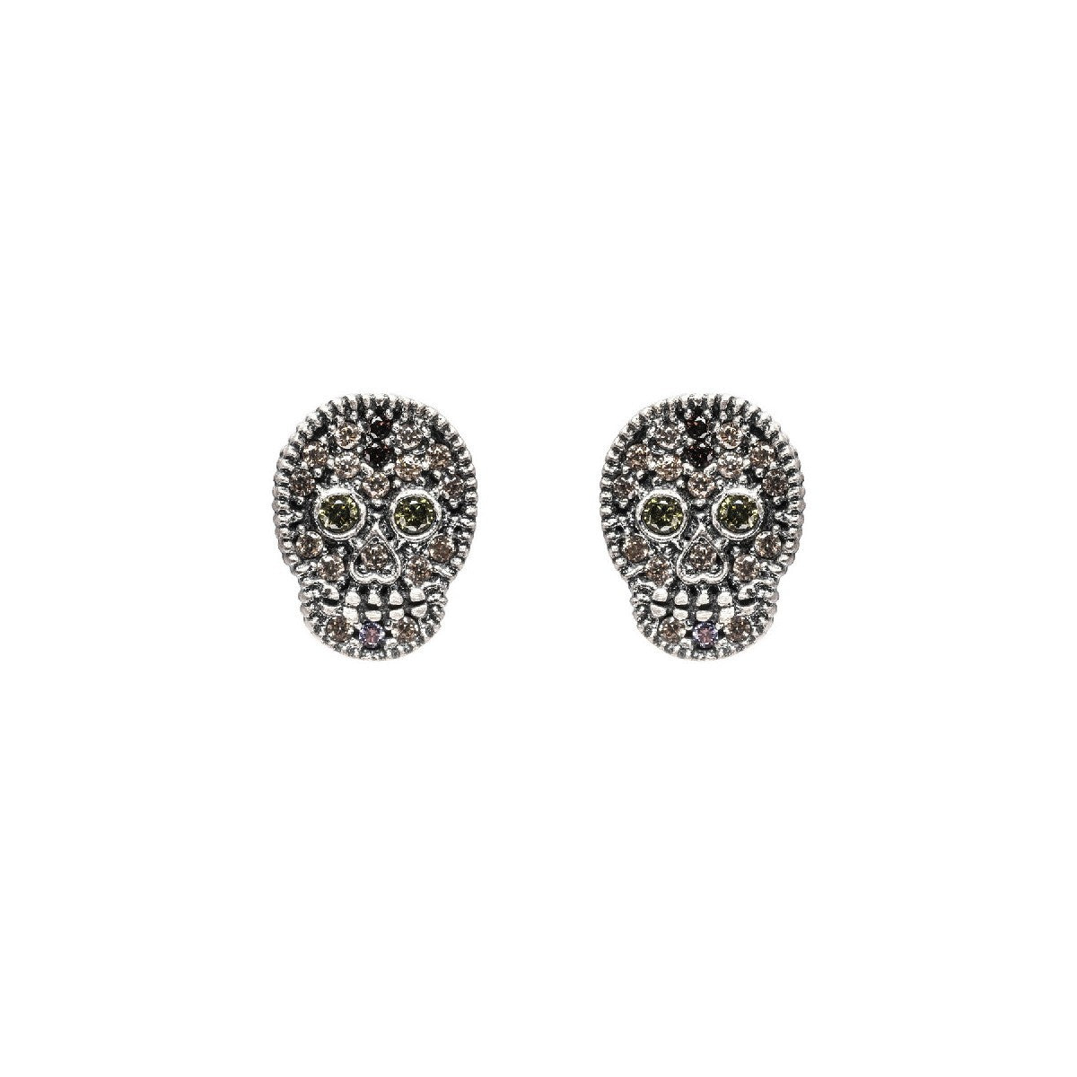PENDIENTES RAIVE BOTON CALAVERA MARRON