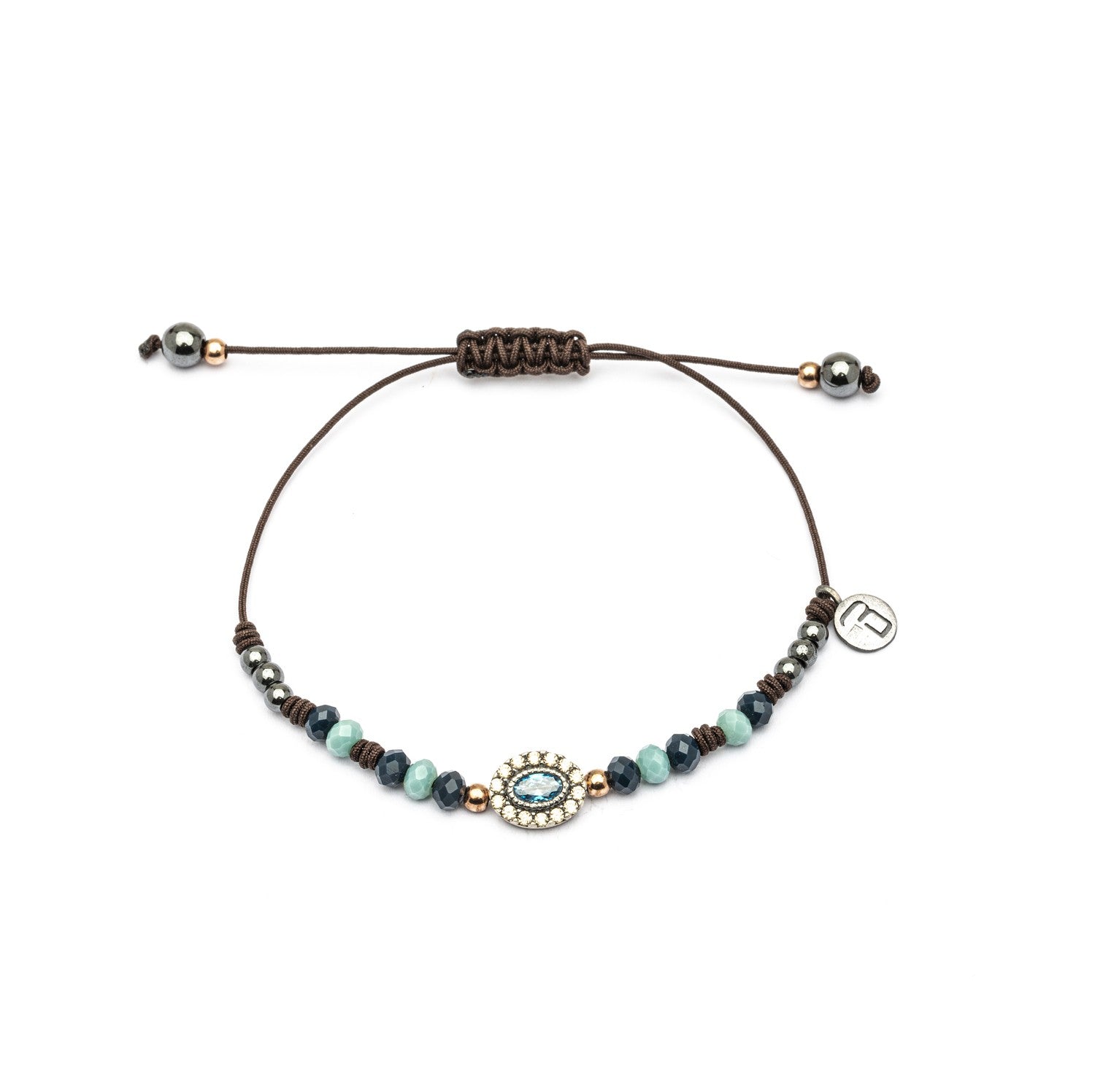 PULSERA RAIVE MACRAME AGUAMARINA