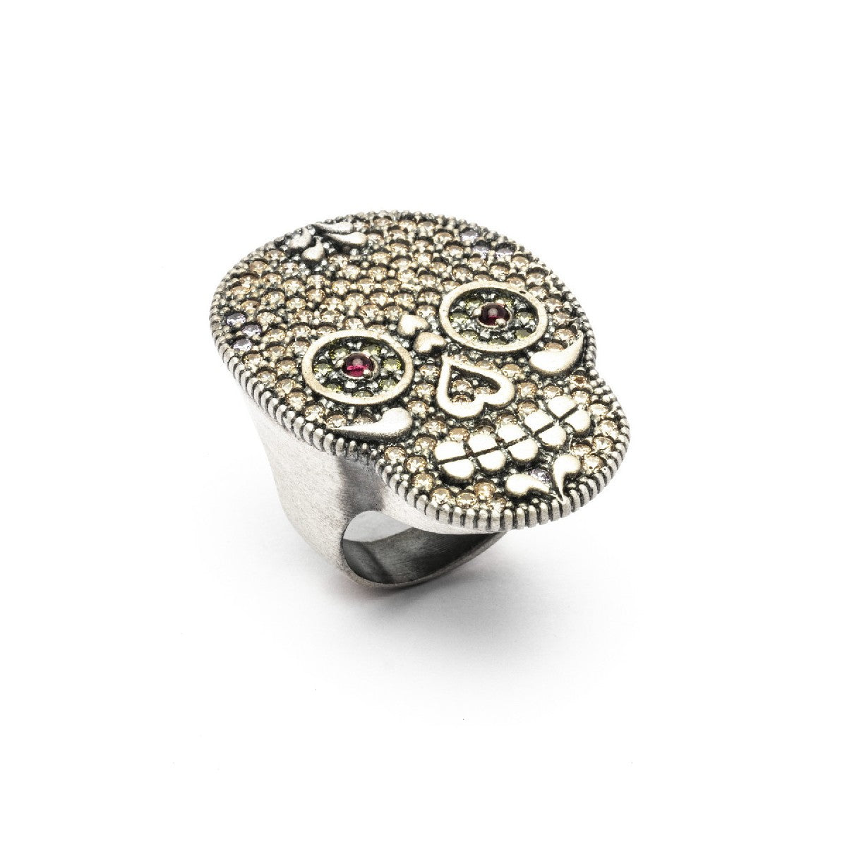ANILLO CALAVERA GRANATE