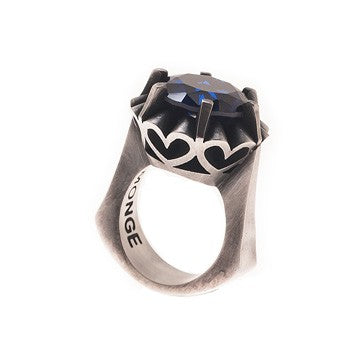 anillo hearts & arrows azul