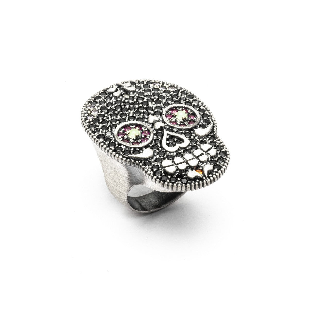 ANILLO RAIVE CALAVERA G CIRCONITA FUCSIA
