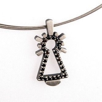 COLGANTE PEQUEÑO VIRGEN DIAMANTES NEGROS