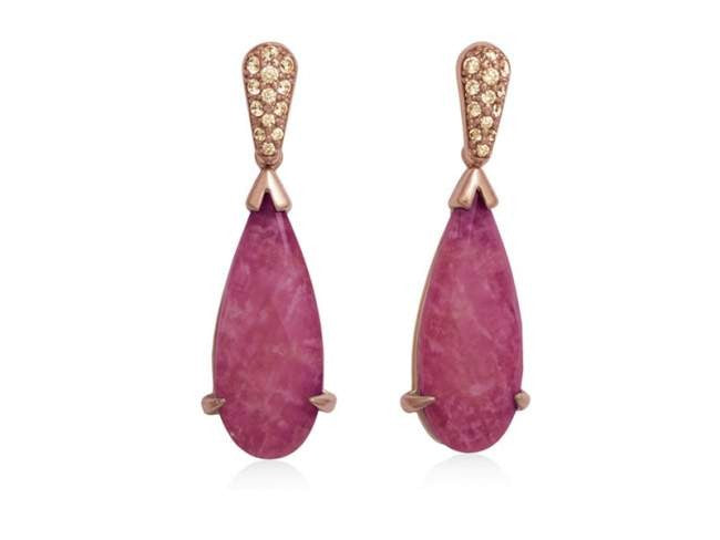 pendientes amazon rojo en plata rosa