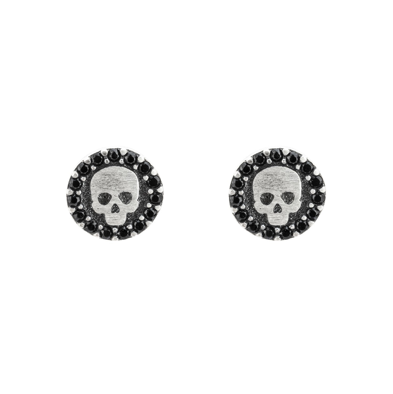 pendientes raive boton grabado negro