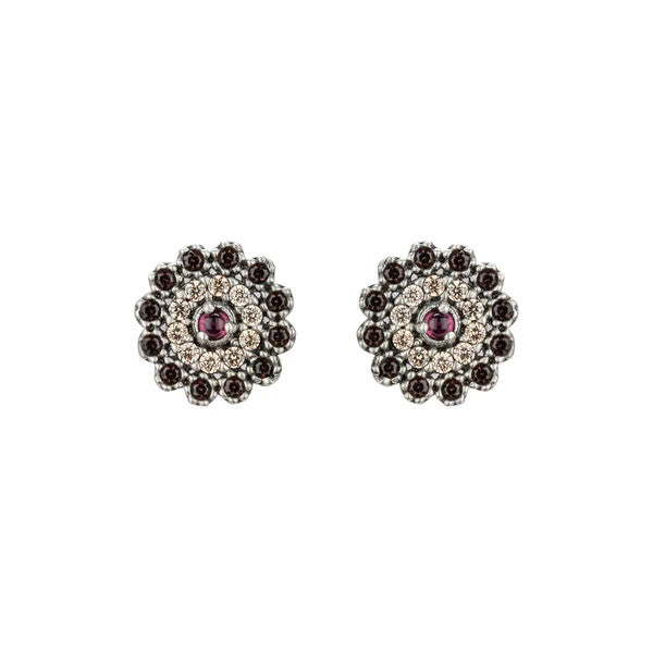 pendientes raive roseton granate