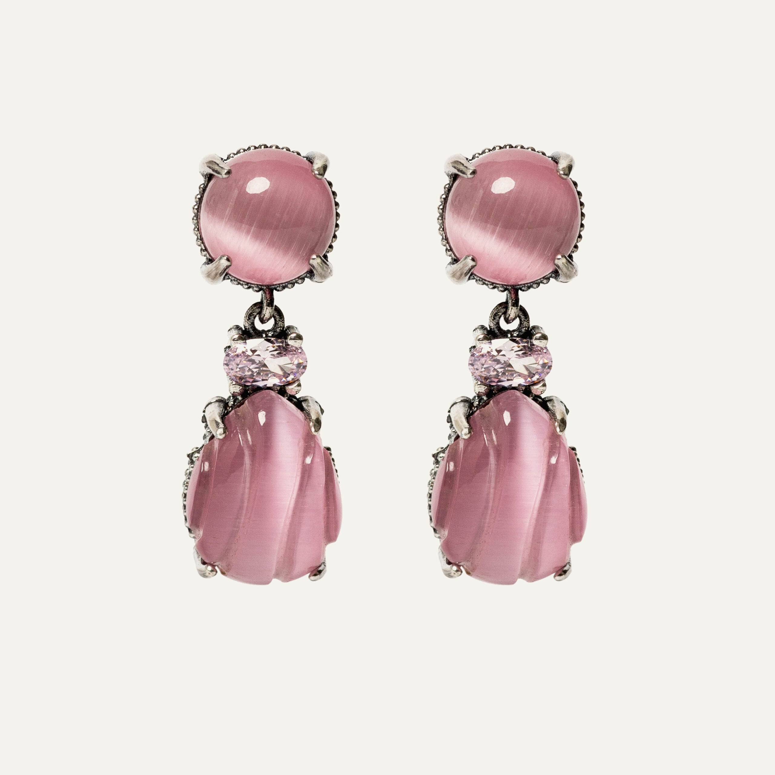 PENDIENTES SUNFIELD LAGRIMA ROSA