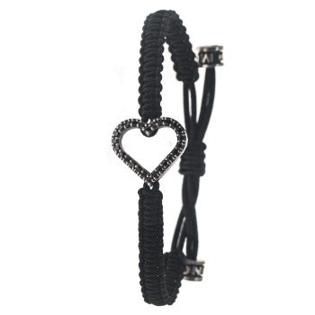 PULSERA CORAZON BRILLANTES NEGROS