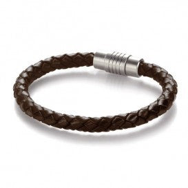 PULSERA TENO CUERO MARRON TRENZADO