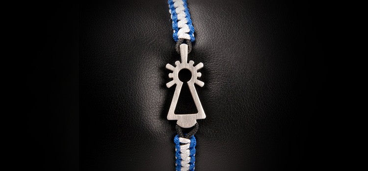 PULSERA VIRGEN NYLON BLANCA/AZUL