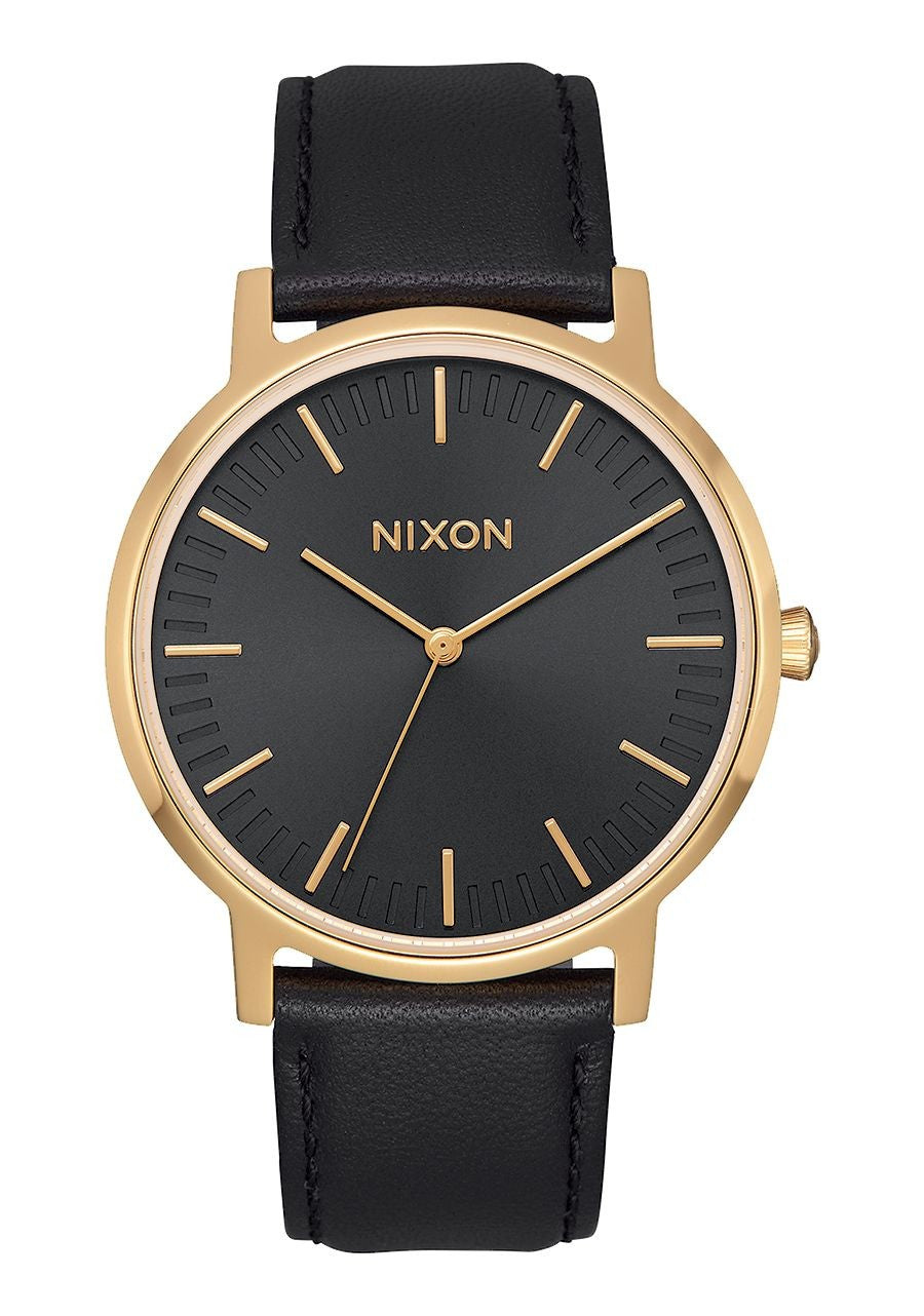 reloj nixon porter leather all black/ gold