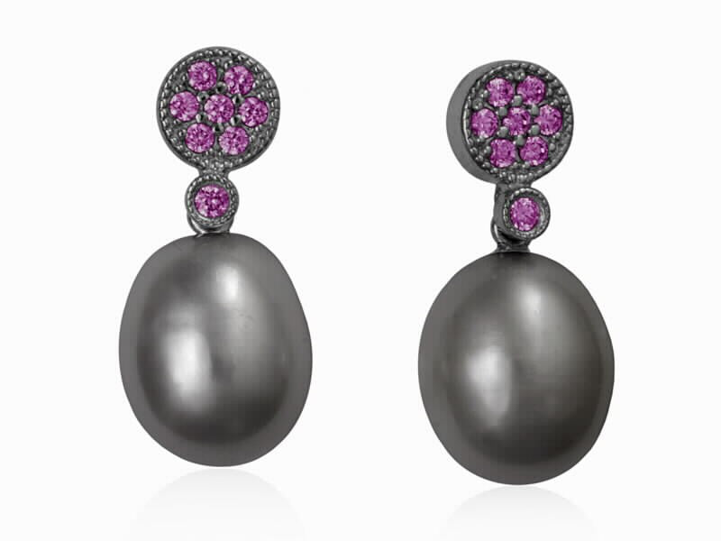 pendientes lia con perla gris