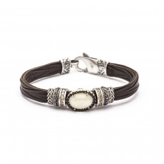 PULSERA RAIVE CUERO OJO BLANC