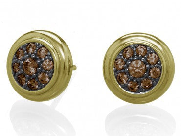 PENDIENTES BOTON COÑAC DORADO