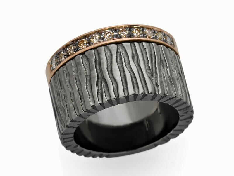 ANILLO PLATA CON DIAMANTES COÑAC