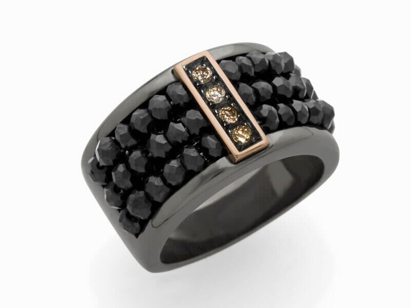 ANILLO PLATA CON DIAMANTES Y ESPINELAS