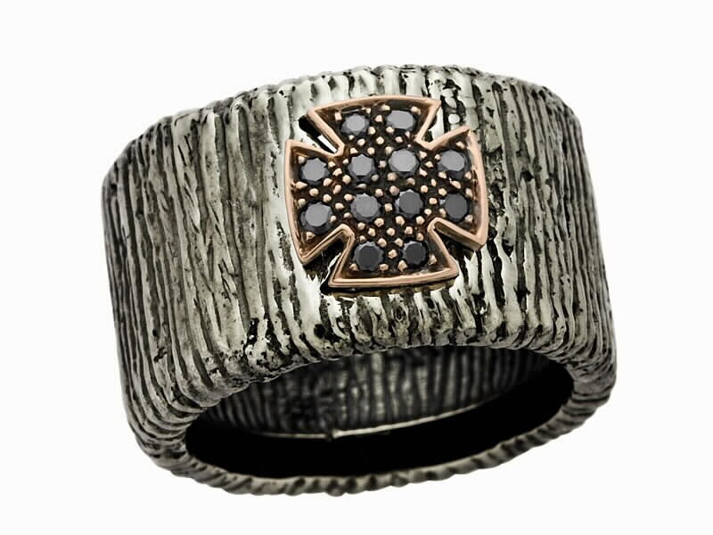 ANILLO PLATA Y DIAMANTES CRUZ