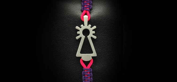 PULSERA VIRGEN NYLON MORADA/ROSA