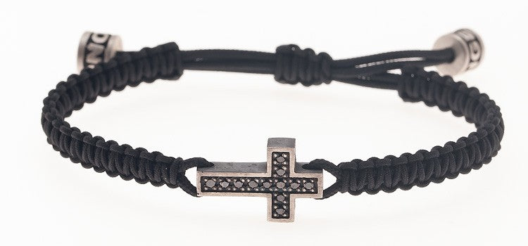 PULSERA CRUZ DIAMANTES NEGROS