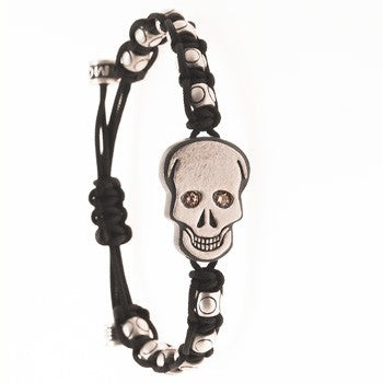 PULSERA SKULL BRILLANTES MARRONES