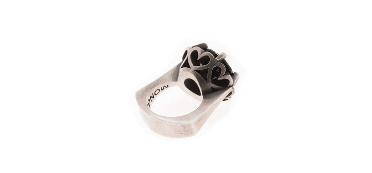 ANILLO HEARTS & ARROWS NEGRO