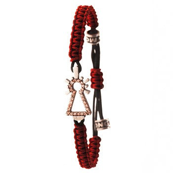 PULSERA VIRGEN NYLON BRILLANTES COÑAC BURDEOS