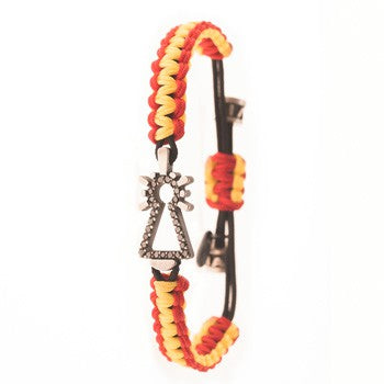 PULSERA VIRGEN NYLON CON BRILLANTES NEGROS ESPAÑA