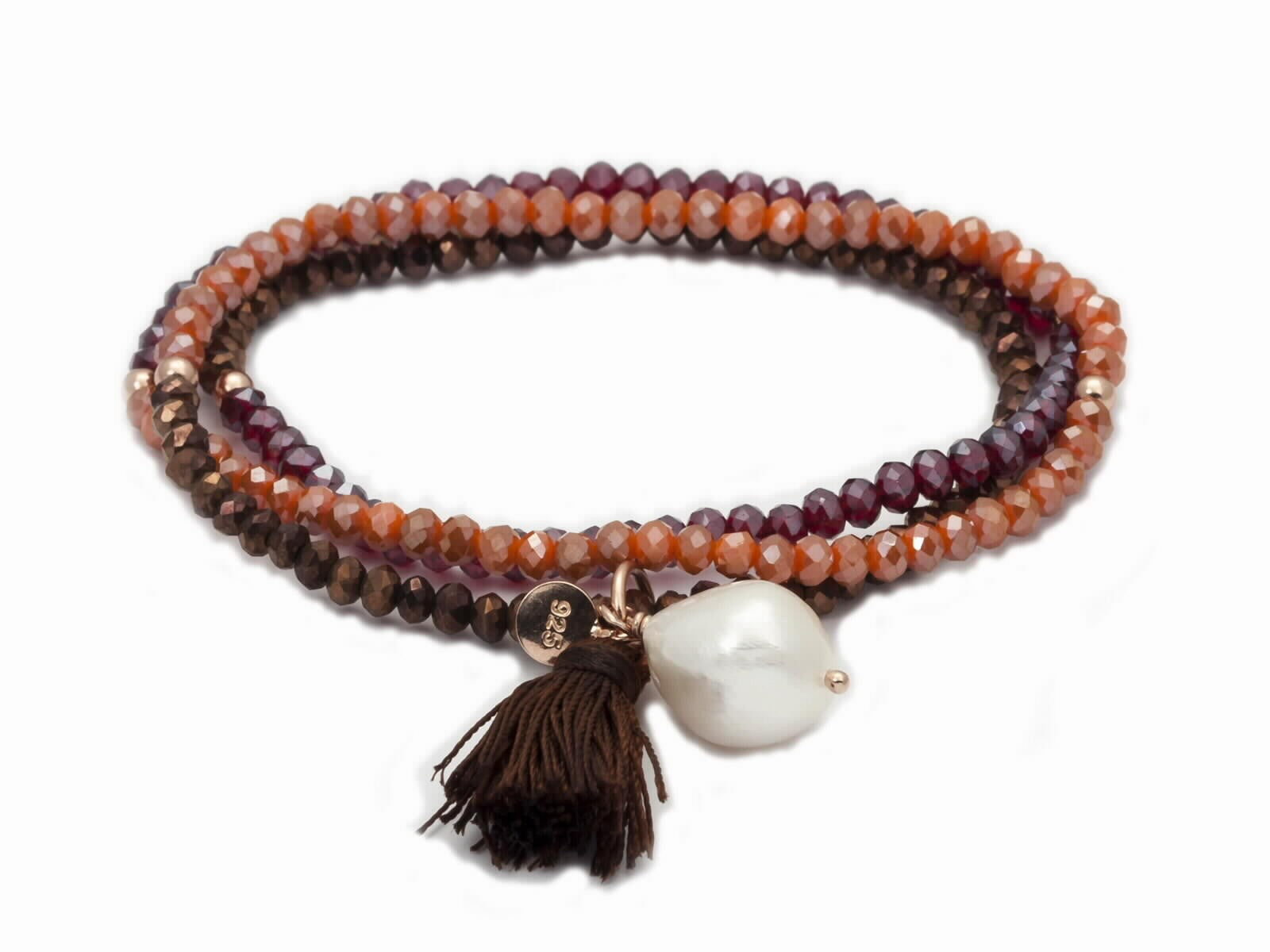 PULSERA ZEN MARRON Y ROJO