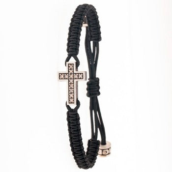 PULSERA CRUZ DIAMANTES MARRONES