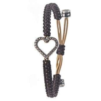 PULSERA CORAZON BRILLANTES COÑAC