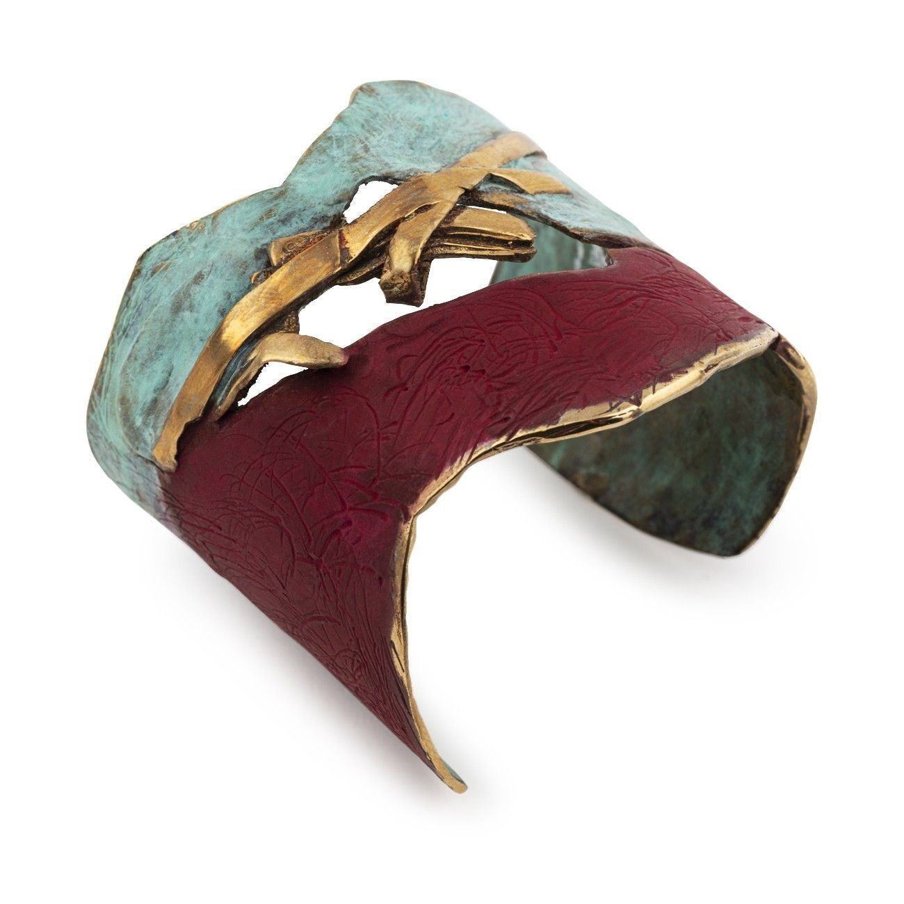 PULSERA EN BRONCE VERDE Y GRANATE DE LA COLECCIÓN AL VIENTO