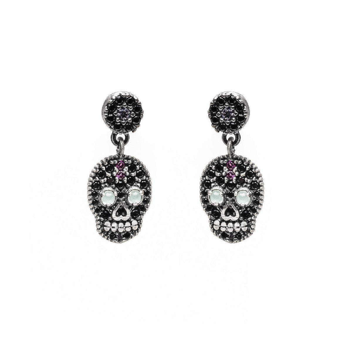 PENDIENTES RAIVE CALAVERA COLGADA NEGRA