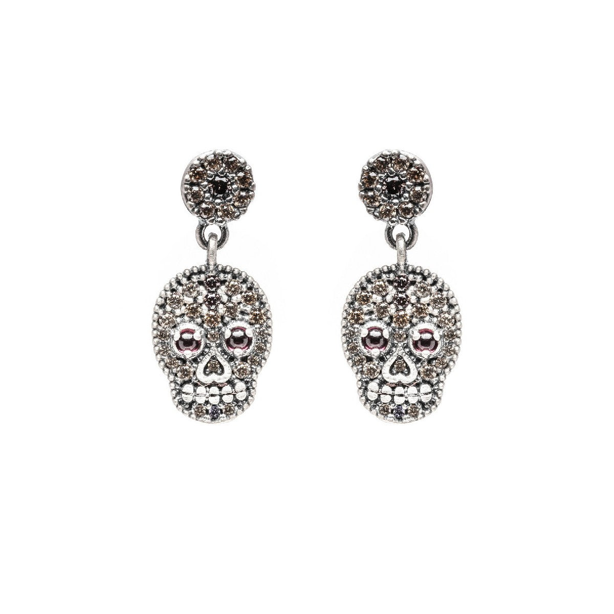 PENDIENTES RAIVE CALAVERA COLGADA MARRON