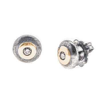 PENDIENTES CHATON BRILLANTE COÑAC