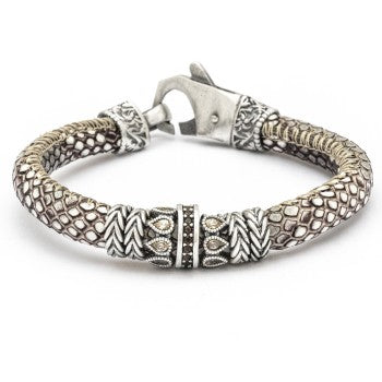 PULSERA CUERO PLATA GOTAS