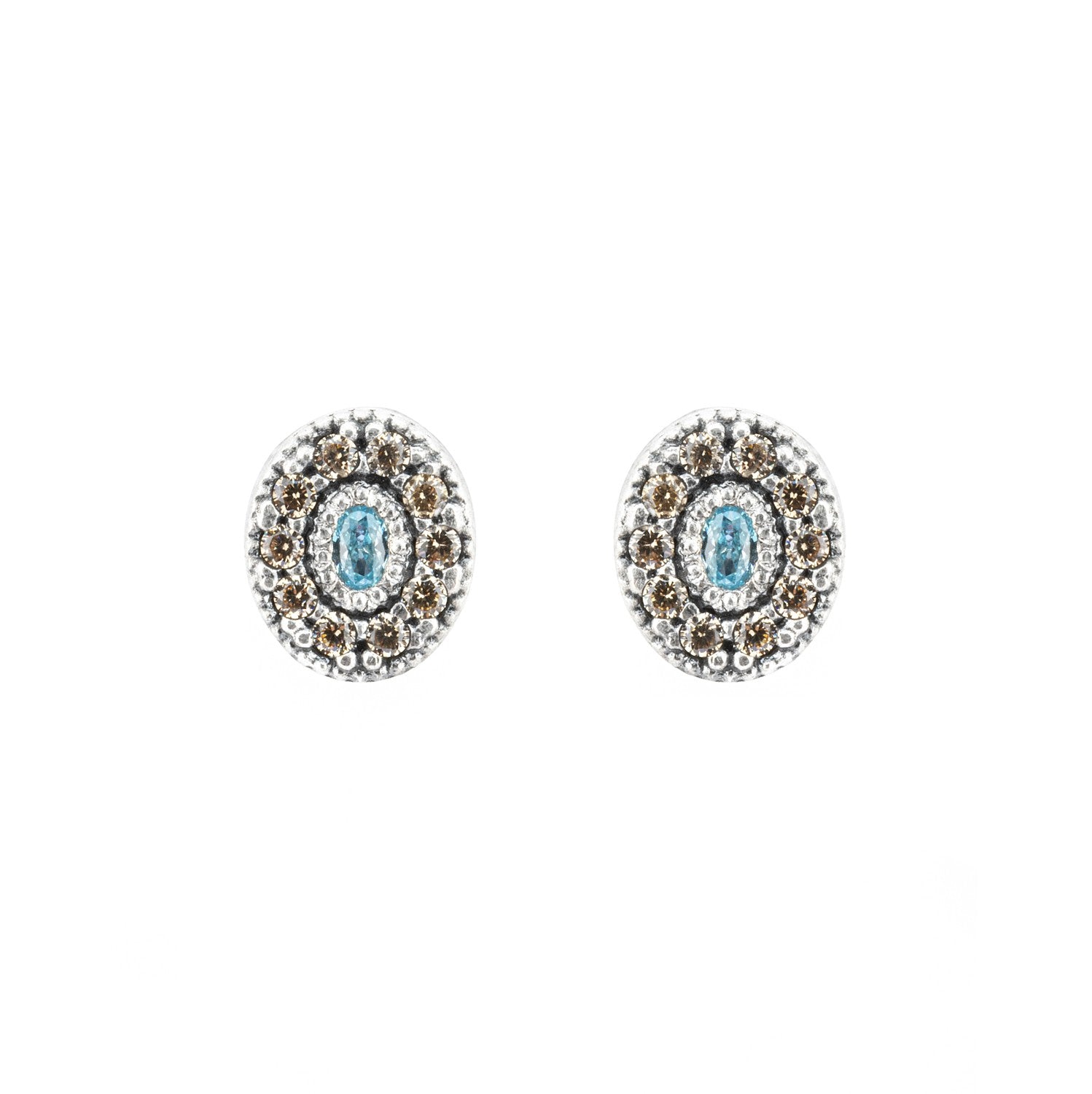 PENDIENTES RAIVE BOTON OVALADO AGUA