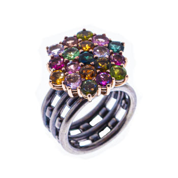 ANILLO TURMALINAS MULTICOLOR